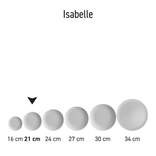 Isabelle Teller von 21 cm Porzellan präsentiert als Set in Serienanordnung von oben.