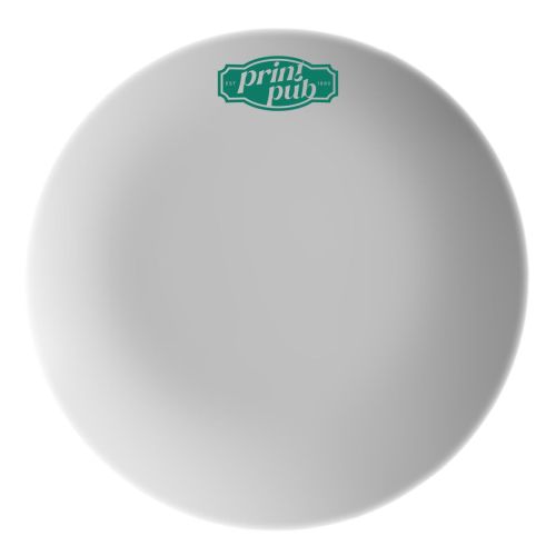 Porzellanteller Isabelle 30 cm mit mittig platziertem PrintPub-Logo in einer Farbe auf der Oberseite.