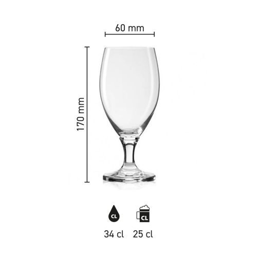 Maße des Deister Pokal 25 cl Schankglases mit Höhe, Durchmesser und Fassungsvermögen in der Infografik