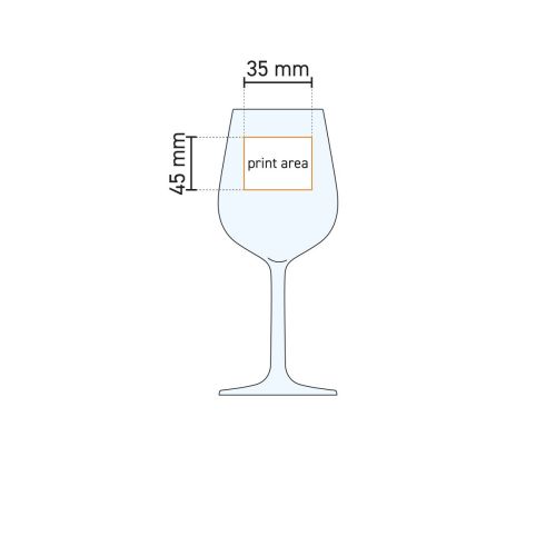 Arbeitsskizze mit Druckfläche von Domaine Weinglas 27 cl. Glas zum Bedrucken oder Gravieren. Arbeitsskizze mit Druckfläche von Domaine Weinglas 27 cl. Glas zum Bedrucken oder Gravieren.