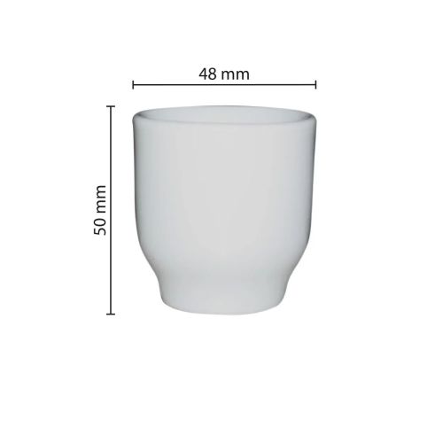 Die Infografik zeigt die Abmessungen des Eierbechers aus weißem Porzellan, einschließlich Höhe und Durchmesser. Die Infografik zeigt die Abmessungen des Eierbechers aus weißem Porzellan, einschließlich Höhe und Durchmesser.