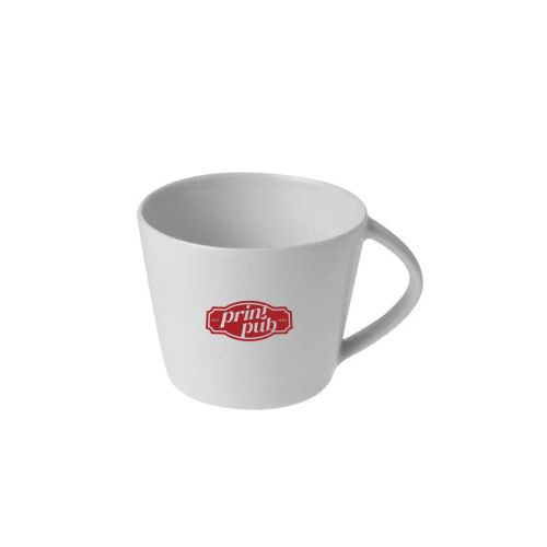Eva Espresso Weiß 10 cl. SET in Vorderansicht mit einfarbigem PrintPub-Logo mittig auf der Tasse. Eva Espresso Weiß 10 cl. SET in Vorderansicht mit einfarbigem PrintPub-Logo mittig auf der Tasse.