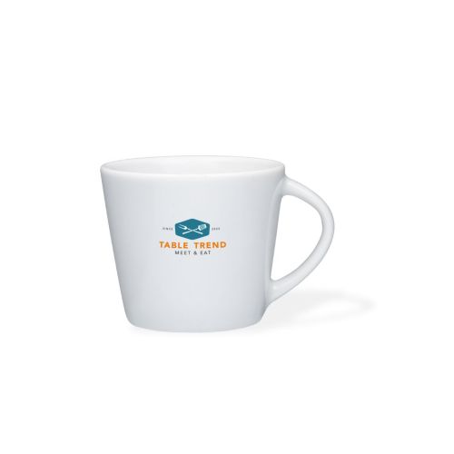 Eva Espressotasse weiß 10 cl. aus Porzellan mit mehrfarbigem TableTrend Druck auf der Vorderseite.