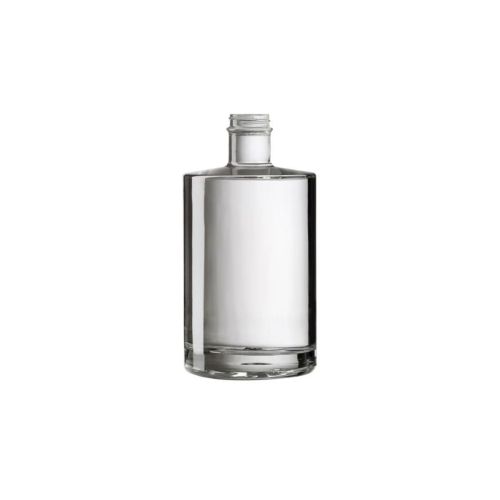 Vorderansicht der Bottle Berlin 0,2 Liter aus Klarglas mit zylindrischer Form und schmalem Hals. Vorderansicht der Bottle Berlin 0,2 Liter aus Klarglas mit zylindrischer Form und schmalem Hals.