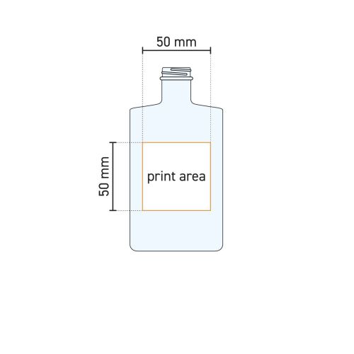 Die Abbildung zeigt die Druckfläche des Bottle Berlin 0,35 Liter Glases für den Logo oder Textdruck. Die Abbildung zeigt die Druckfläche des Bottle Berlin 0,35 Liter Glases für den Logo oder Textdruck.