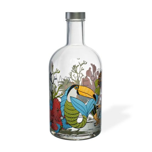 Flasche Oslo 0,7 Liter mit mehrfarbigem „Brussels Airport“-Logo auf der Vorderseite