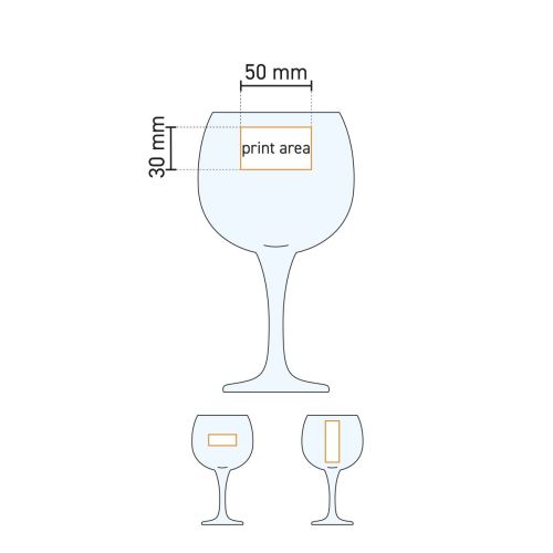 Arbeitszeichnung mit Druckfläche des Gin Tonic Glas Bistro Cubata 63 cl. Arbeitszeichnung mit Druckfläche des Gin Tonic Glas Bistro Cubata 63 cl.