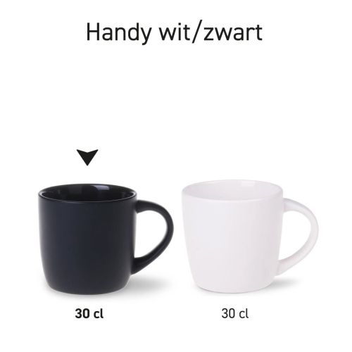 Serie Handliche 30-cl-Porzellanbecher in zwei verschiedenen Designs, die nebeneinander präsentiert werden. Serie Handliche 30-cl-Porzellanbecher in zwei verschiedenen Designs, die nebeneinander präsentiert werden.