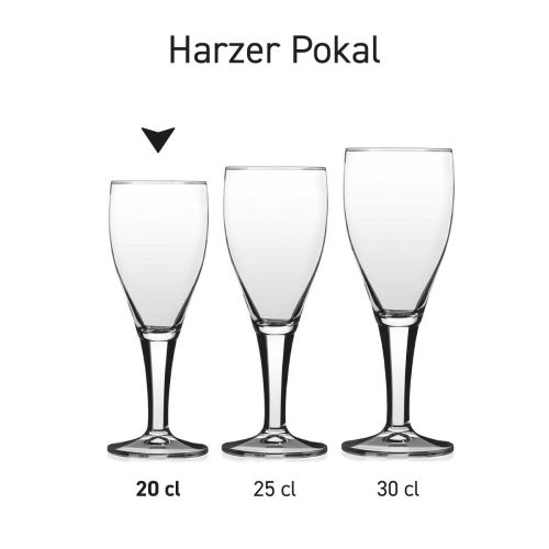 Harzer Pokal 20 cl. Zapfglas in Serie, mehrere Exemplare nebeneinander abgebildet