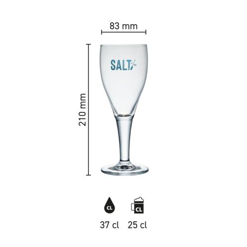 Maße des Harzer Pokal 25 cl Ausschankglas mit Höhe, Durchmesser und Fassungsvermögen in einer Infografik