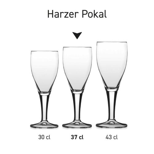 Harzer Pokal 25 cl Entwurfsgröße Glas in Serie, mehrere Exemplare nebeneinander gezeigt