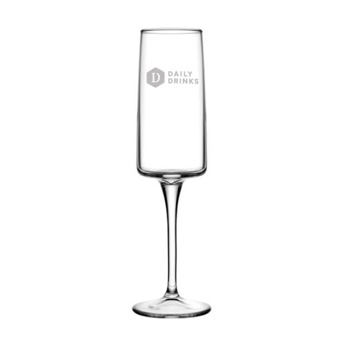 Gravur des DailyDrinks-Logos auf der Vorderseite des Iconic Champagnerglases 19 cl. Gravur des DailyDrinks-Logos auf der Vorderseite des Iconic Champagnerglases 19 cl.