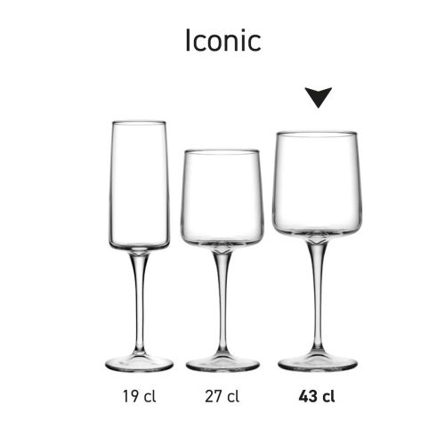 Serie Iconic Gläser aus Klarglas, präsentiert als komplettes Set.