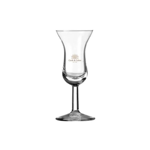 Intermezzo Schnapsglas 5 cl. aus Glas mit langem Stiel, mit mehrfarbigem CorkColor-Logo auf der Vorderseite. Intermezzo Schnapsglas 5 cl. aus Glas mit langem Stiel, mit mehrfarbigem CorkColor-Logo auf der Vorderseite.