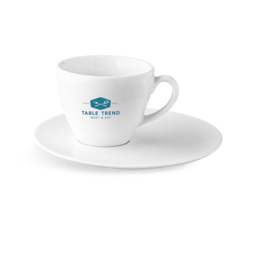 Isabelle Cappuccino 22 cl SET aus Porzellan mit einfarbigem TableTrend-Logo auf der Vorderseite