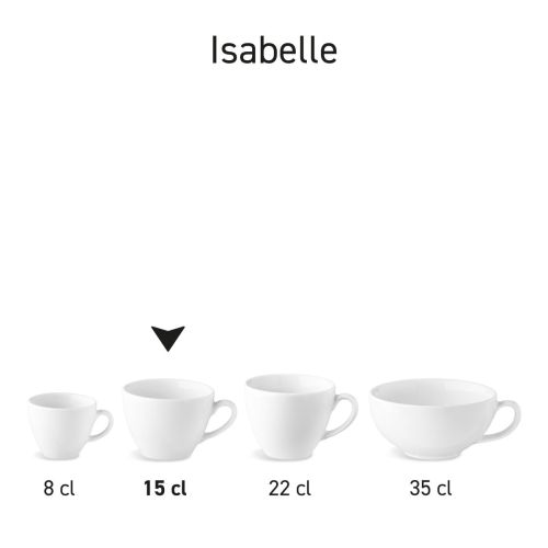 Isabelle-Kaffeetasse, 15 cl, aus Porzellan, in einer Serie mit mehreren Exemplaren nebeneinander abgebildet