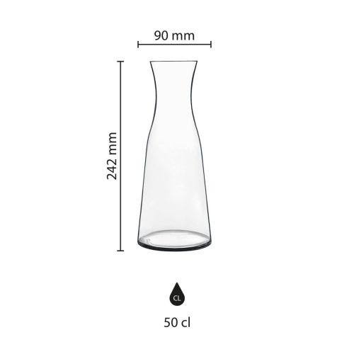 Technische Arbeitszeichnung der Glaskaraffe 0,5 Liter mit Angabe der Druckfläche auf der Oberfläche. Technische Arbeitszeichnung der Glaskaraffe 0,5 Liter mit Angabe der Druckfläche auf der Oberfläche.