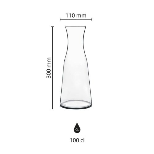 Technische Arbeitszeichnung der 1-Liter-Glaskaraffe mit Markierung des verfügbaren Druckbereichs. Technische Arbeitszeichnung der 1-Liter-Glaskaraffe mit Markierung des verfügbaren Druckbereichs.