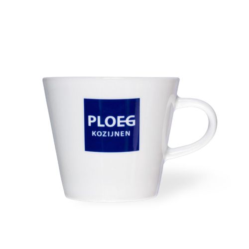 Kaffeetasse weiß Neo Budgetline 19 cl. Porzellan mit Ploeg frames Logo in 1 Farbe auf der Vorderseite.