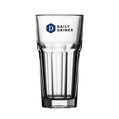 Latte Macchiato hoch 30 cl. (137mm), mit mehrfarbigem DailyDrinks-Logo auf der Vorderseite.