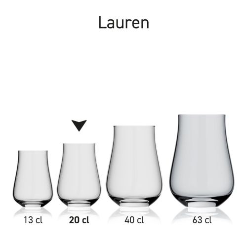 Lauren Glas 20 cl. Glas in einer Serie mit mehreren Exemplaren nebeneinander dargestellt
