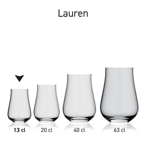 Lauren tasting glas 13 cl. aus einer Serie; mehrere Exemplare nebeneinander abgebildet