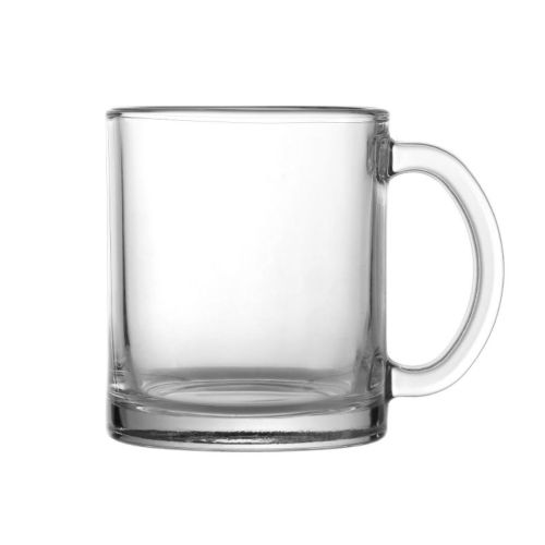 London Glasse Tasse 32 cl. in Frontansicht ohne Aufdruck, transparentes Glas für Heißgetränke