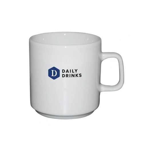 Margot Becher 20 cl Porzellan mit mehrfarbigem DailyDrinks Logo auf der Vorderseite