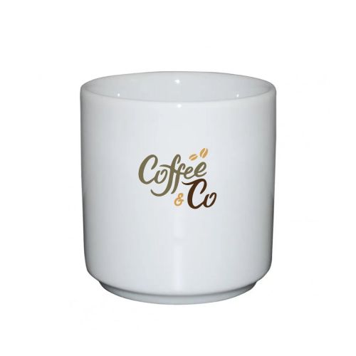 Margot Tasse 20 cl. ohne Henkelweiß 20 cl Porzellan mit mehrfarbigem CoffeeCo Logo auf der Vorderseite
