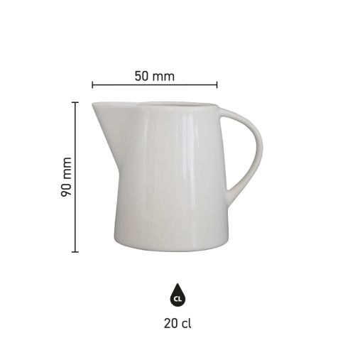 Die Infografik zeigt die Abmessungen des Porzellan-Milchkännchens Eva 20 cl. einschließlich Höhe und Durchmesser. Die Infografik zeigt die Abmessungen des Porzellan-Milchkännchens Eva 20 cl. einschließlich Höhe und Durchmesser.