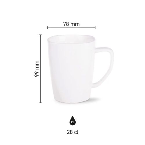 Infografik zeigt Höhe, Durchmesser und Fassungsvermögen des Tasse Edge 28 cl. Infografik zeigt Höhe, Durchmesser und Fassungsvermögen des Tasse Edge 28 cl.