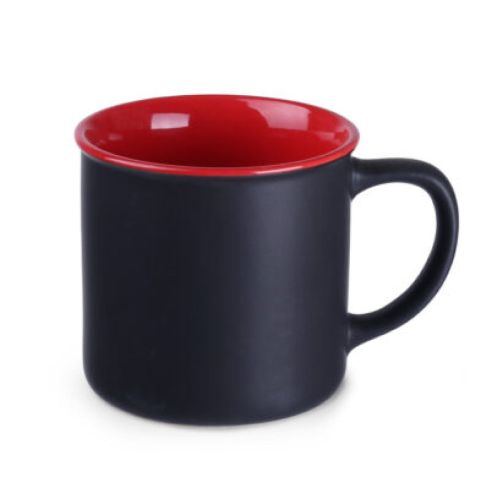 Schwarz-roter Keramikbecher Loft Supreme 31 cl. in Frontalansicht mit glatter Oberfläche und gerader Form. Schwarz-roter Keramikbecher Loft Supreme 31 cl. in Frontalansicht mit glatter Oberfläche und gerader Form.