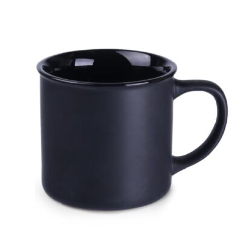 Schwarzer Keramikbecher Loft Supreme 31 cl. in Frontalansicht mit glatter Oberfläche und gerader Form. Schwarzer Keramikbecher Loft Supreme 31 cl. in Frontalansicht mit glatter Oberfläche und gerader Form.