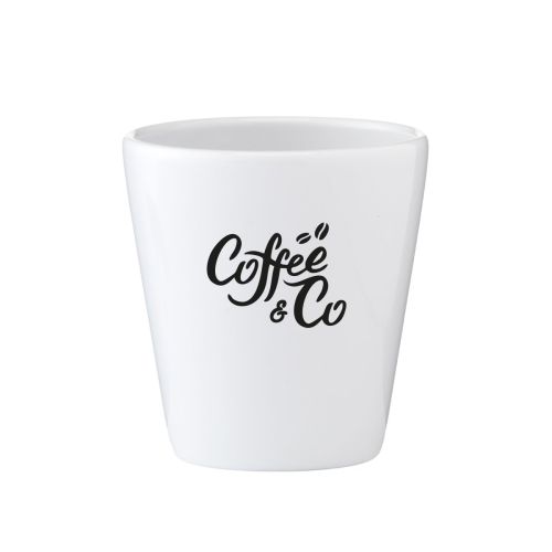 Gedrucktes Logo 'CoffeeCo' in einer Farbe zentral auf Becher Palermo ohne Henkel 19 cl.