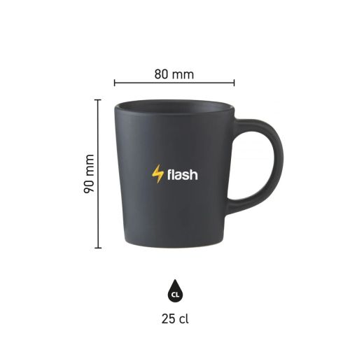 Die Infografik zeigt die genauen Abmessungen des Bechers Ponti 25 cl. aus matter Keramik. Die Infografik zeigt die genauen Abmessungen des Bechers Ponti 25 cl. aus matter Keramik.