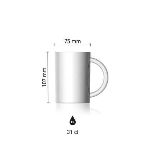 Becher Torm 31 cl. aus weißem Porzellan mit einfarbigem CoffeeCo-Logo auf der Vorderseite