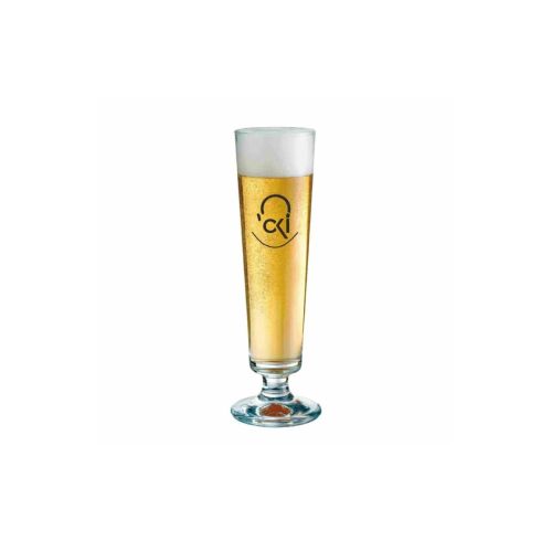 Munster Tulpe 30 cl Bierglas gefüllt mit Bier, Produktbild auf weißem Hintergrund