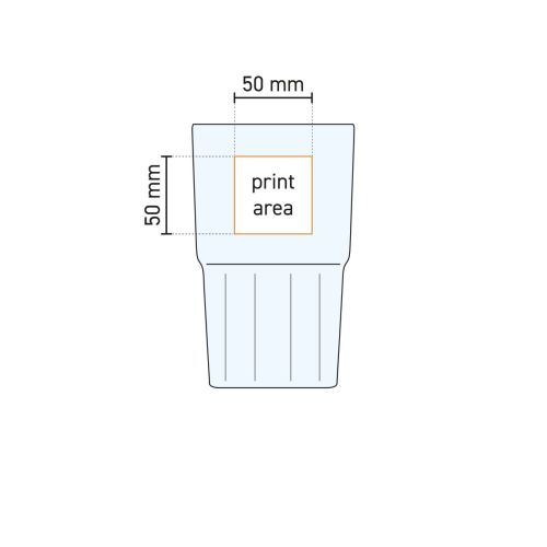 Technische Arbeitszeichnung des Next Longdrink Stacking Glass 28.4 cl mit markiertem Druckbereich. Technische Arbeitszeichnung des Next Longdrink Stacking Glass 28.4 cl mit markiertem Druckbereich.
