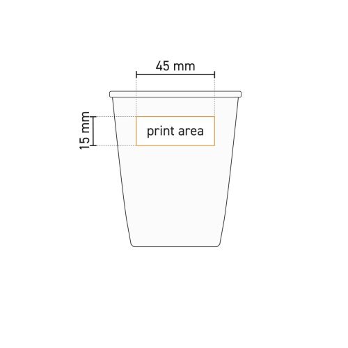 Technische Arbeitszeichnung mit Druckfläche auf Porzelan Tasse 24 cl.