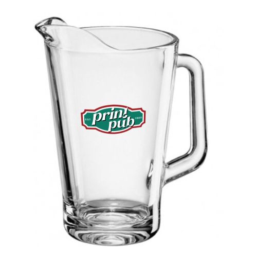 PrintPub-Logo in mehreren Farben auf der Vorderseite des Pitcher Conic 1,8-Liter-Glases. PrintPub-Logo in mehreren Farben auf der Vorderseite des Pitcher Conic 1,8-Liter-Glases.