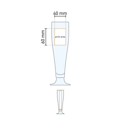 Technische Zeichnung des Prelude Tulpe 30 cl Hahns Glas mit Druckbereichsanzeige