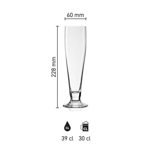 Bierglas Tulpe 30 cl. Glas mit Höhe, Durchmesser und Kapazität in Infografik