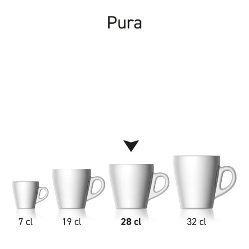 Pura Cappuccino Tasse 28 cl. aus Glas, in einer Serie mit mehreren Exemplaren aus der Kollektion nebeneinander