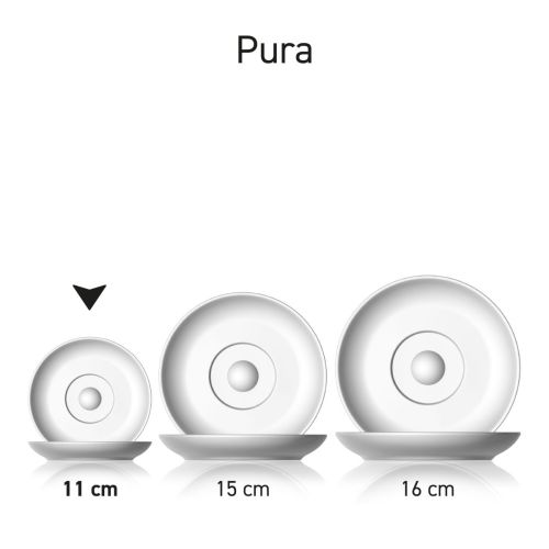 Pura Espresso Untertasse 11 cm aus Glas, in einer Serie mit mehreren Exemplaren aus der Kollektion nebeneinander