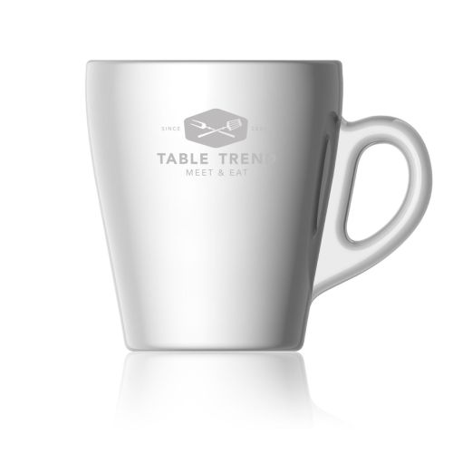 Pura Kaffeetasse 32 cl. Glas mit eingraviertem TableTrend-Logo auf der Vorderseite