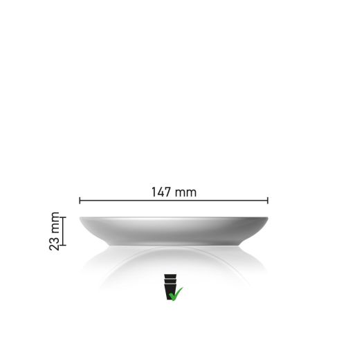 Maße der Pura Kaffee Untertasse 15 cm in einer Infografik