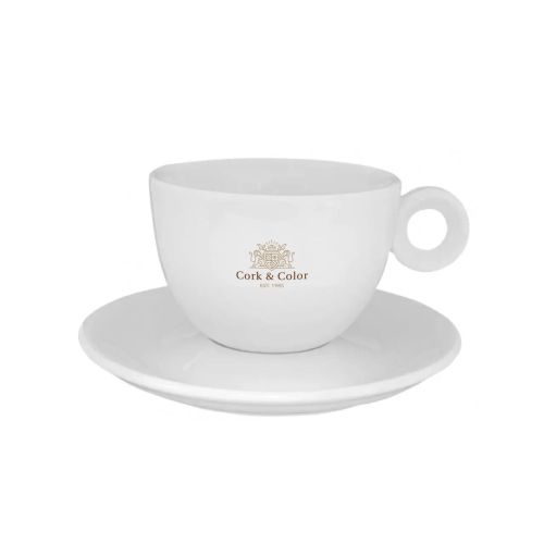 Rondo Cappuccino 20 cl. SET mit mehrfarbigem CorkColor-Logo auf der Vorderseite. Rondo Cappuccino 20 cl. SET mit mehrfarbigem CorkColor-Logo auf der Vorderseite.