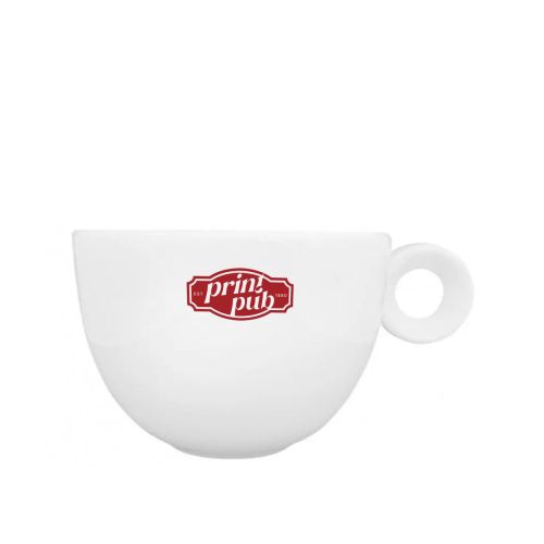 Rondo Cappuccino Tasse 20 cl. Porzellan mit einfarbigem PrintPub-Logo vorne auf der Außenwand. Rondo Cappuccino Tasse 20 cl. Porzellan mit einfarbigem PrintPub-Logo vorne auf der Außenwand.