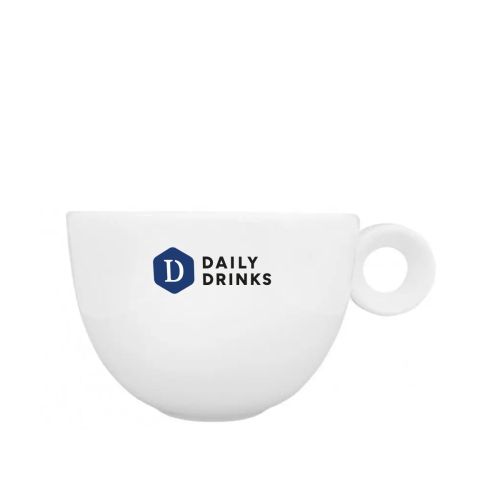 Rondo Cappuccino Tasse 20 cl. aus Porzellan mit mehrfarbigem DailyDrinks-Logo auf der Vorderseite der Wand. Rondo Cappuccino Tasse 20 cl. aus Porzellan mit mehrfarbigem DailyDrinks-Logo auf der Vorderseite der Wand.