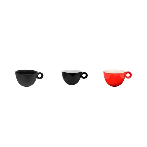 Übersicht der Rondo Kaffeetasse 15 cl. Porzellan in verschiedenen Farben und Ausführungen nebeneinander. Übersicht der Rondo Kaffeetasse 15 cl. Porzellan in verschiedenen Farben und Ausführungen nebeneinander.